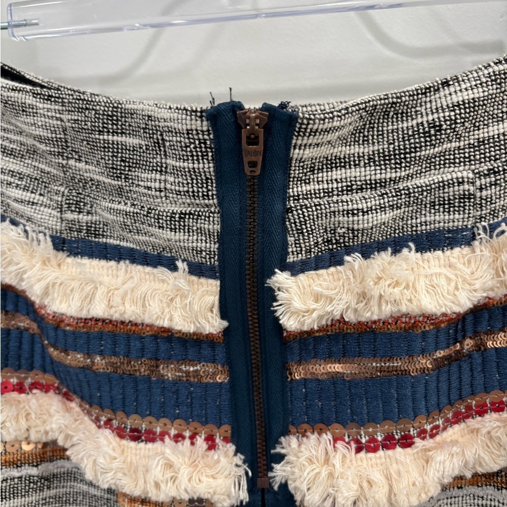 Anthropologie Moulinette Soeurs Erine Sequin Fringe Tweed Skirt Size 6 - Picture 9 of 15